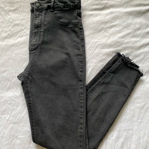 Dark Grey High-Waisted Skinny (Distressed)